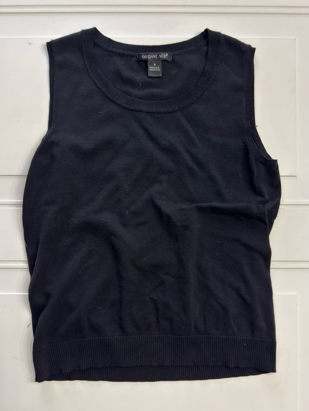 August Silk Women’s Sz M Black Silk Blend Sleeveless Sweater Tank Top